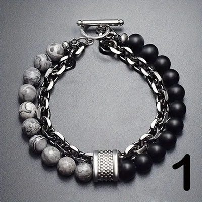 Pulseira de pérolas de tigre Steel Streaks