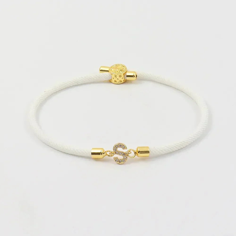 Pulseira unissexo com corda ajustável e letra inicial - Halimah
