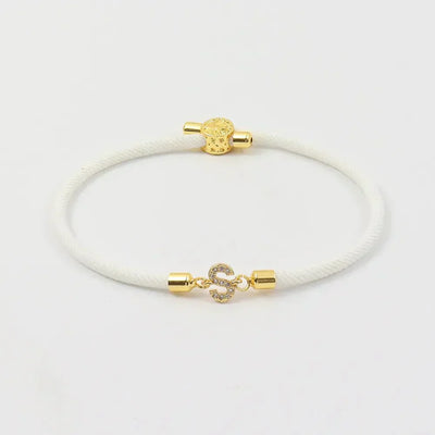 Pulseira unissexo com corda ajustável e letra inicial - Halimah