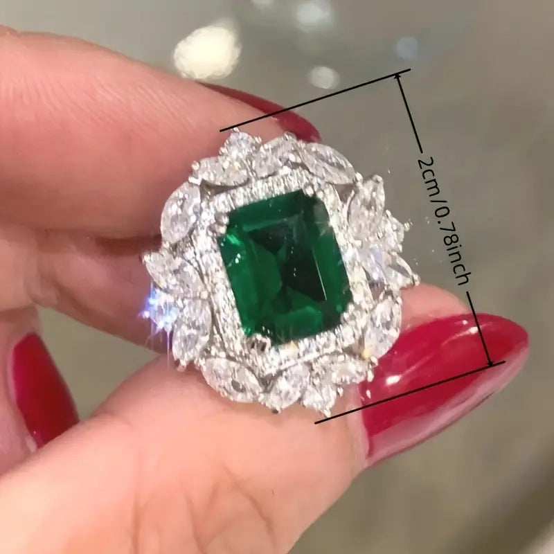 Brincos de prata com pedra verde retangular - Fiorenza