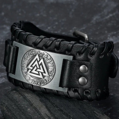Pulseira viking de couro para homem - Leif