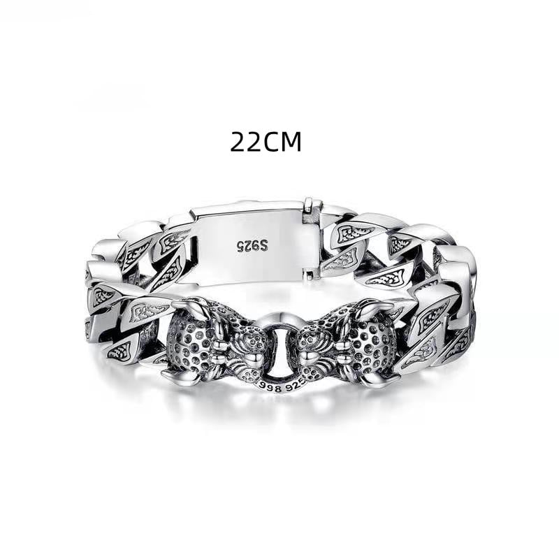 Pulseira masculina com cabeça de leopardo e design tribal metálico - Hekkan