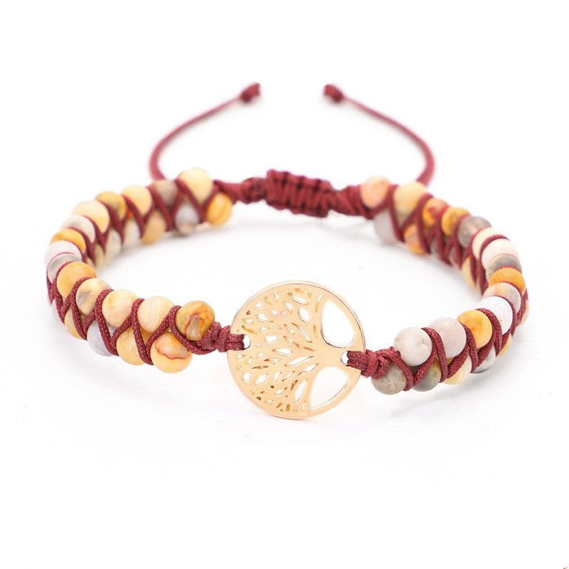Pulseira de ioga entrançada com pendente da árvore da vida