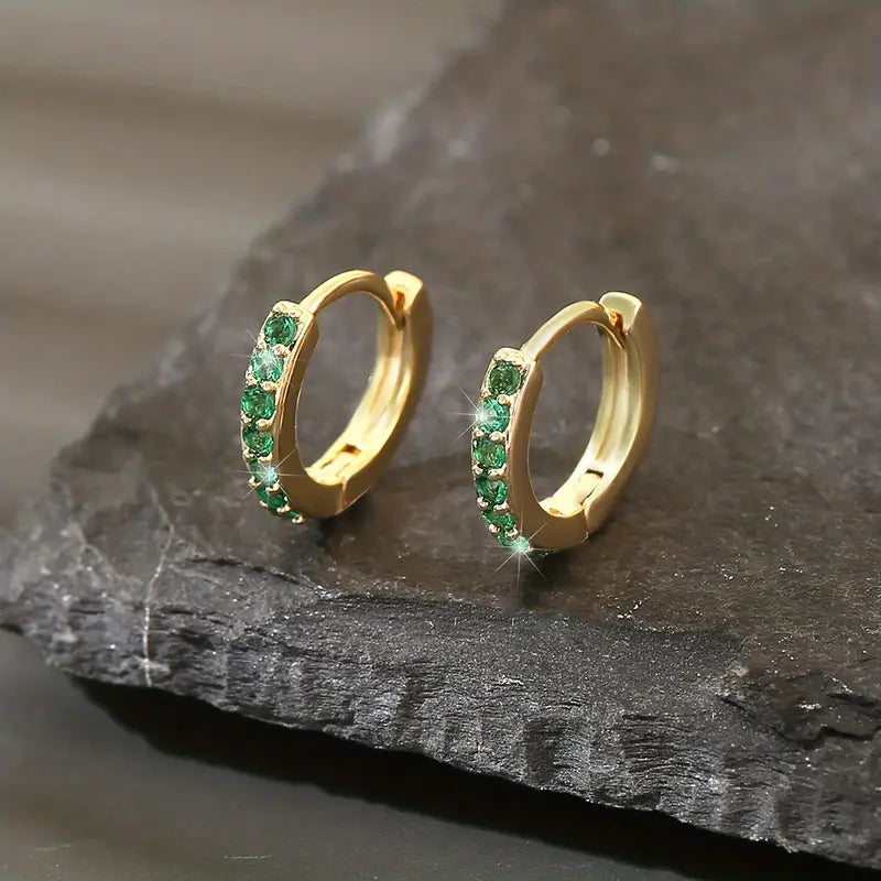 Brincos em ouro com zircónias verdes - Enara