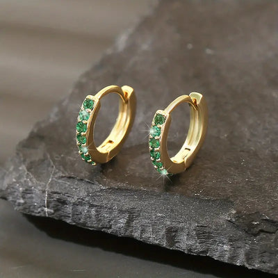 Brincos em ouro com zircónias verdes - Enara