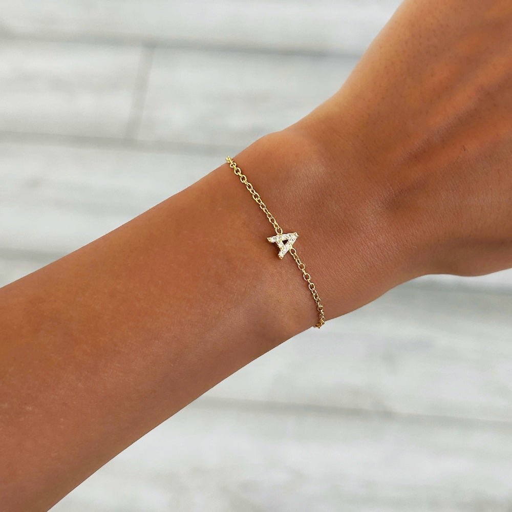 Pingente de iniciais com zircões para pulseira ou colar - Beatrice