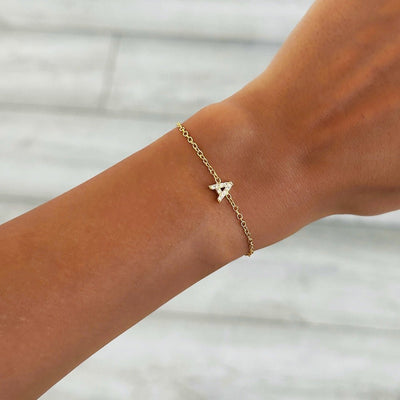 Pingente de iniciais com zircões para pulseira ou colar - Beatrice