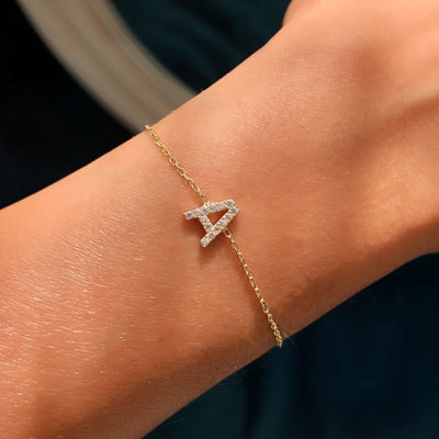 Pingente de iniciais com zircões para pulseira ou colar - Beatrice