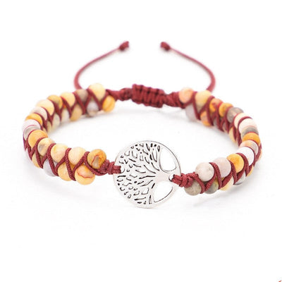 Pulseira de ioga entrançada com pendente da árvore da vida