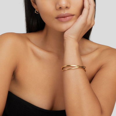 Pulseira aberta rígida com linhas entrançadas - Winona