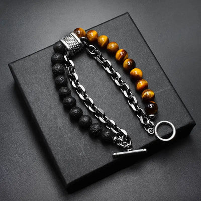 Pulseira de pérolas de tigre Steel Streaks