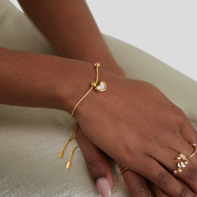 Pulseira ajustável com pingente de coração brilhante - Letizia