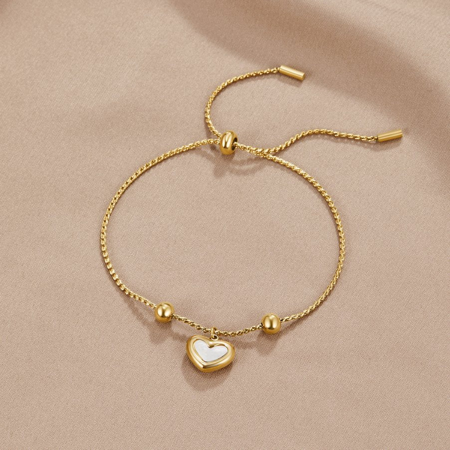 Pulseira ajustável com pingente de coração brilhante - Letizia
