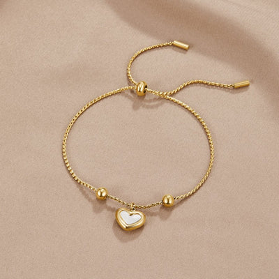Pulseira ajustável com pingente de coração brilhante - Letizia