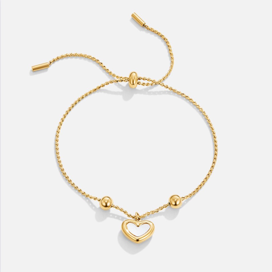 Pulseira ajustável com pingente de coração brilhante - Letizia