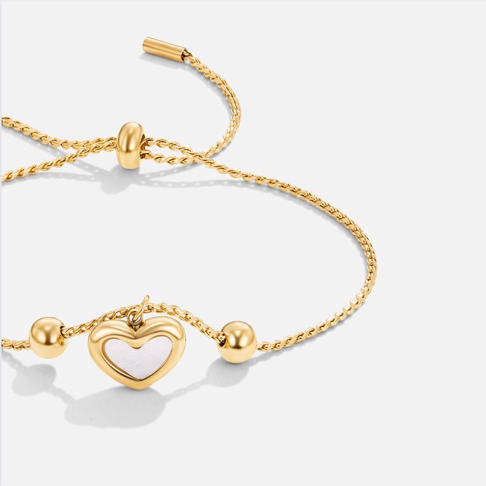Pulseira ajustável com pingente de coração brilhante - Letizia
