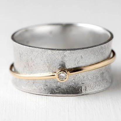 Anel de prata Zirkonia Vintage Gold Line