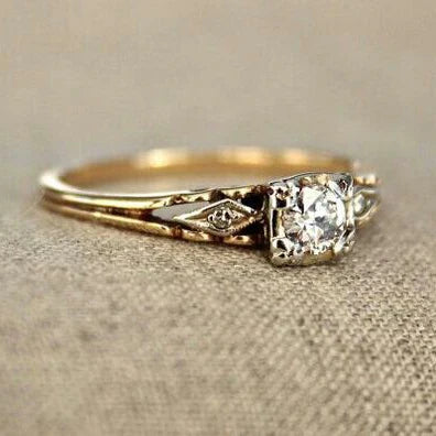 Anel vintage em ouro fino com zircónias - Kalila