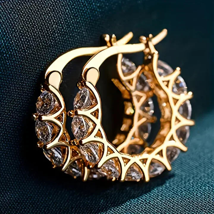 Brincos de argola em ouro brilhante para mulher - Elira