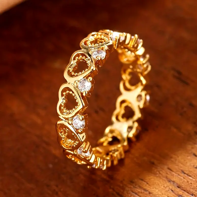 Anel Heart Trail com zircônia dourada - Faye