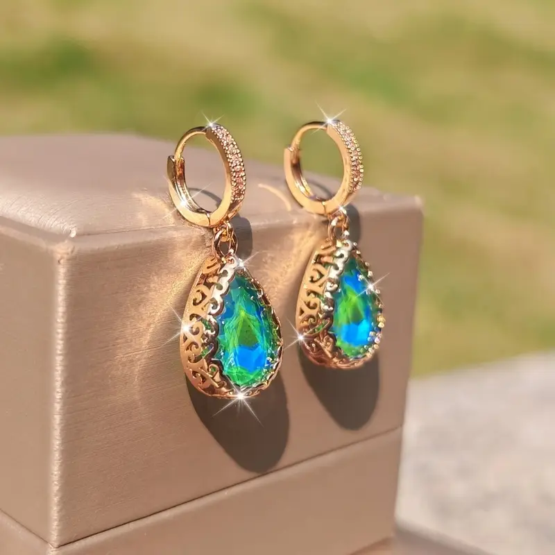 Brincos Water Drop Greenish - Enya