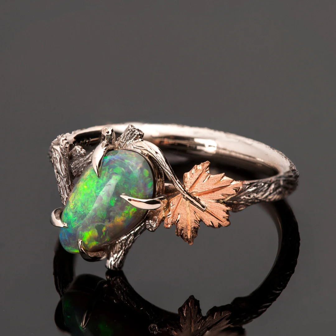Anel Green Stone Branch - Bela
