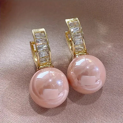 Brincos banhados a ouro com pérola rosa - Alina