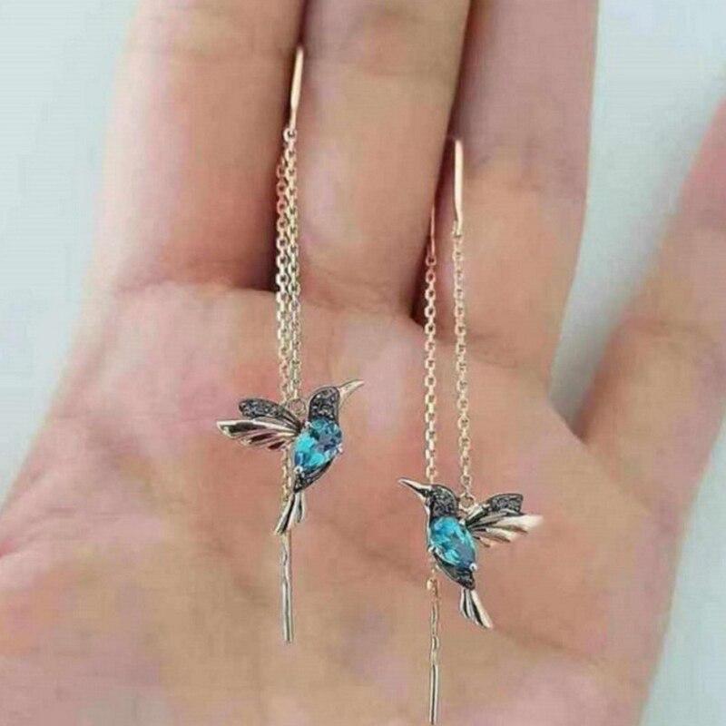 Brincos de mulher com beija-flores em ouro esmaltado - Katja