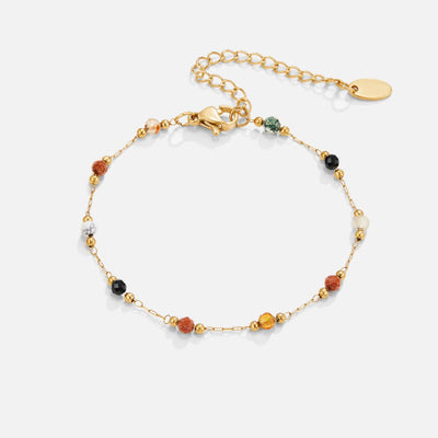 Pulseira com contas naturais e corrente fina - Xylia
