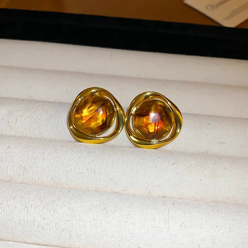 Brincos de ouro com esfera - Nerina
