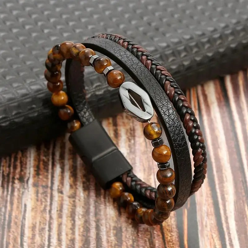Elegant Vintage - Pulseira de couro de luxo