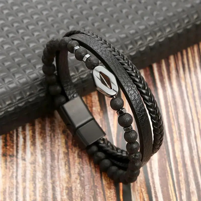 Elegant Vintage - Pulseira de couro de luxo