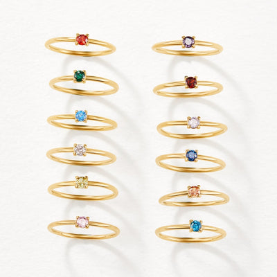 Anel para mulher com pedra do mês maio em ouro – Emma