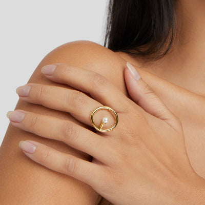 Anel para mulher com pérola em ouro – Ginevra