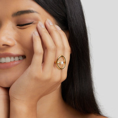 Anel para mulher com pérola em ouro – Ginevra