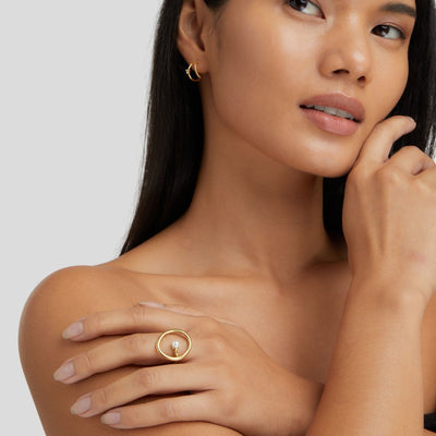 Anel para mulher com pérola em ouro – Ginevra
