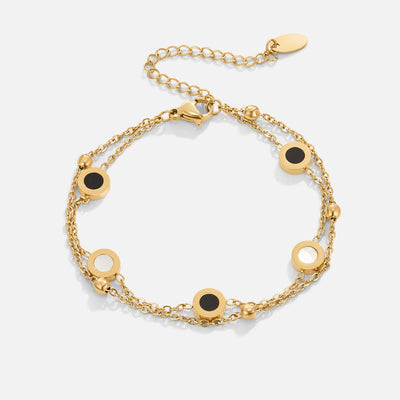 Pulseira com corrente dupla e pormenores circulares - Vittoria