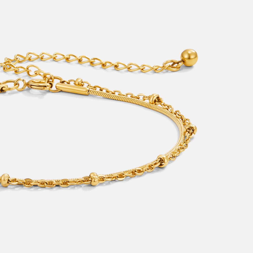 Pulseira de corrente dupla com pormenores brilhantes - Genebra