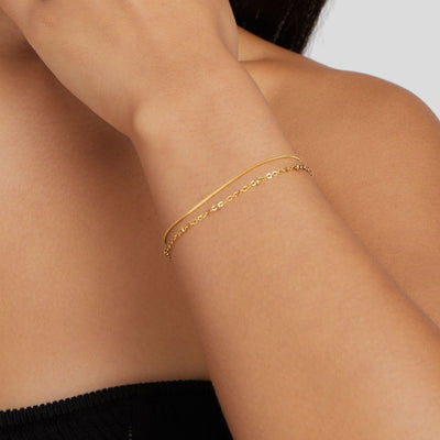 Pulseira de corrente dupla com pormenores brilhantes - Genebra