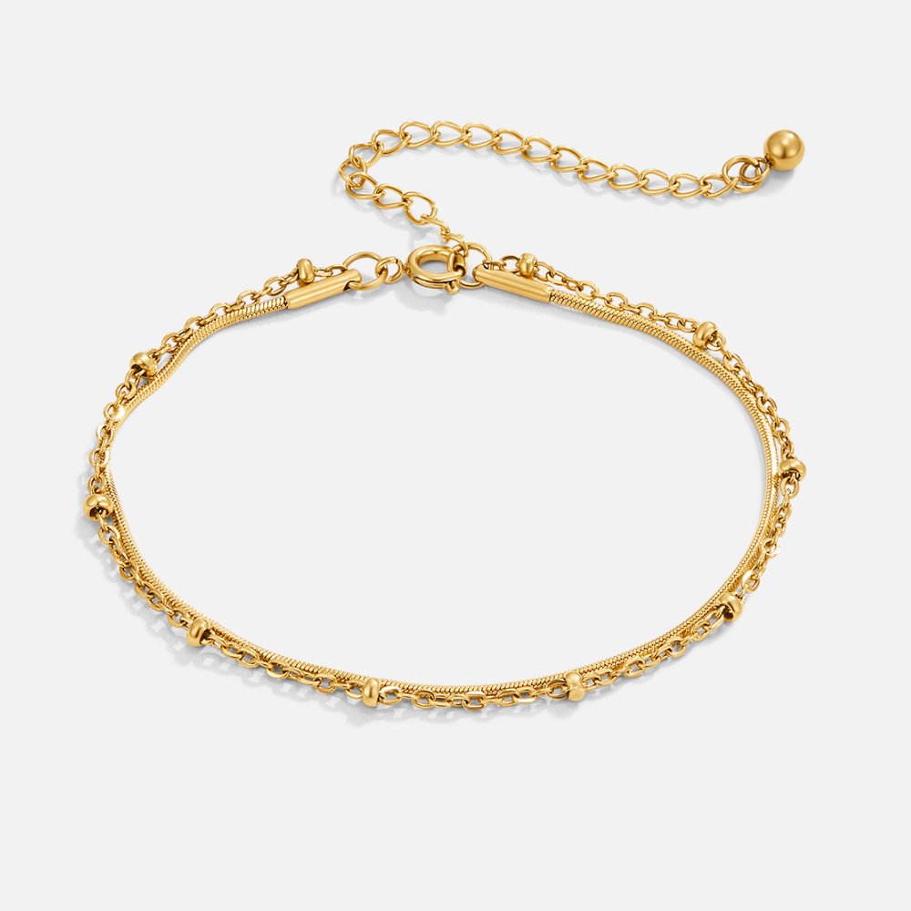 Pulseira de corrente dupla com pormenores brilhantes - Genebra