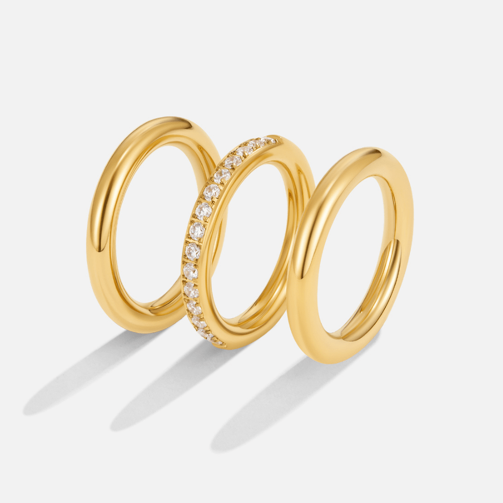 Anel para mulher com cristais em ouro – Virgínia