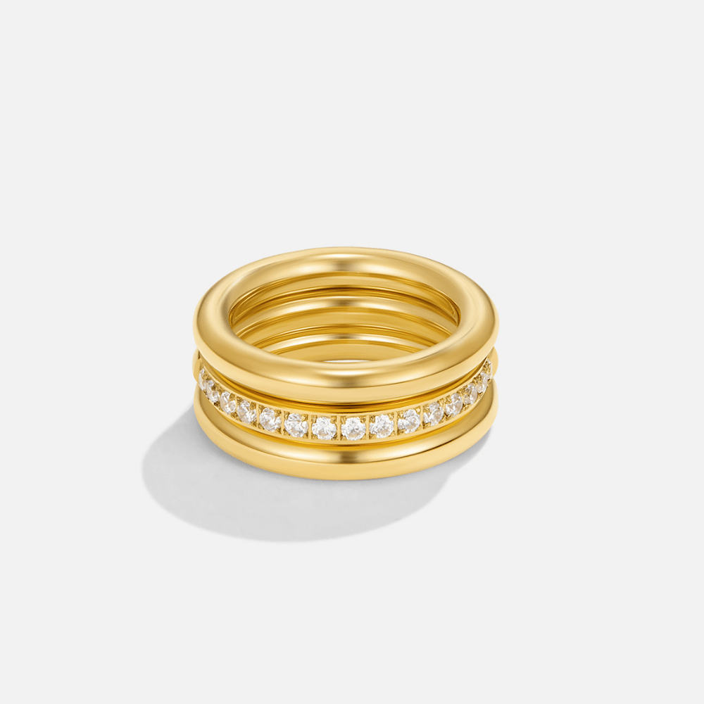 Anel para mulher com cristais em ouro – Virgínia